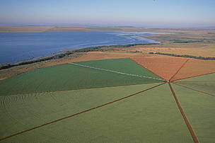 Intensive cultivation of Soybeans etc. using rotary irrigation system, near Brasilia. / ©: WWF-Canon / Edward PARKER / ©: WWF-Canon / Edward PARKER