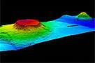 Bear Seamount with Physalia Seamount in the background, off the east coast of the US. Bear Seamount rises 2000m from the ocean floor to a depth of 1100m.