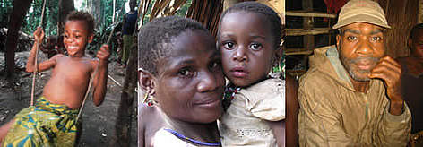From Left to right: 1) Young Pygmy girl of the BaAka tribe. 2) Mother and child. 3) Campo Ma’an ...
© 1) WWF / Martin HARVEY. 2) Soh Koon Chng. 3) WWF – Canon / Peter Ngea rel=