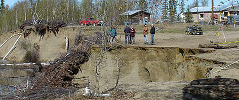 Spring bank erosion in Huslia, Alaska.
© Orville Huntington Spring bank erosion in Huslia, Alaska. rel=