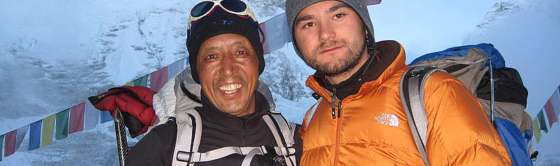 Dawa Steven Sherpa and Apa Sherpa at Everest Base Camp in May 2008.
© Dawa Steven Sherpa / Asian Trekking Dawa Steven Sherpa and Apa Sherpa at Everest Base Camp in May 2008.
© Dawa Steven Sherpa / Asian Trekking