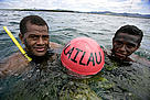 Village youths with a buoy that marks the boundary of the new marine protected area. Naduri, Fiji.
© Brent Stirton / Getty Images / WWF-UK Naduri village youths with the buoy that marks the boundary of the new marine protected area.
© Brent Stirton / Getty Images / WWF-UK