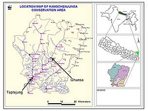 Location Map of Kangchenjunga Conservation Area © WWF Nepal Location Map of Kangchenjunga Conservation Area