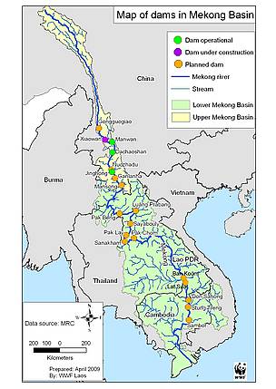Map of the Mekong dams.