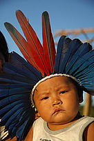 Though the young Indian is wearing a headdress, the Apiaká Indians we met have kept little from their indigenous culture.