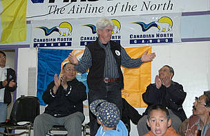 WWF-Canada's Pete Ewins addresses community members in Clyde River, Nunavut during celebrations for ...
© WWF / Bruce Uviluq, NTI WWF-Canada's Pete Ewins addresses community members in Clyde River, Nunavut during celebrations for ...
© WWF / Bruce Uviluq, NTI