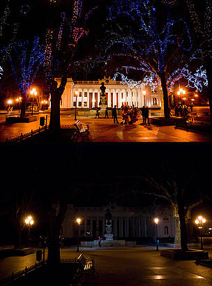 © Vlad Gubar © Vlad Gubar Odessa City hall and Primorskiy bulevard during Earth Hour 2010