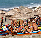 Tourist beach, Mediterranean Sea, Turkey.