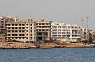 New buildings' development scheme on the sea coast, Mediterranean Sea, Turkey.